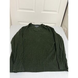 Eddie Bauer Mens XL Tall Hunter Green Cotton Cashmere V-Neck Sweater